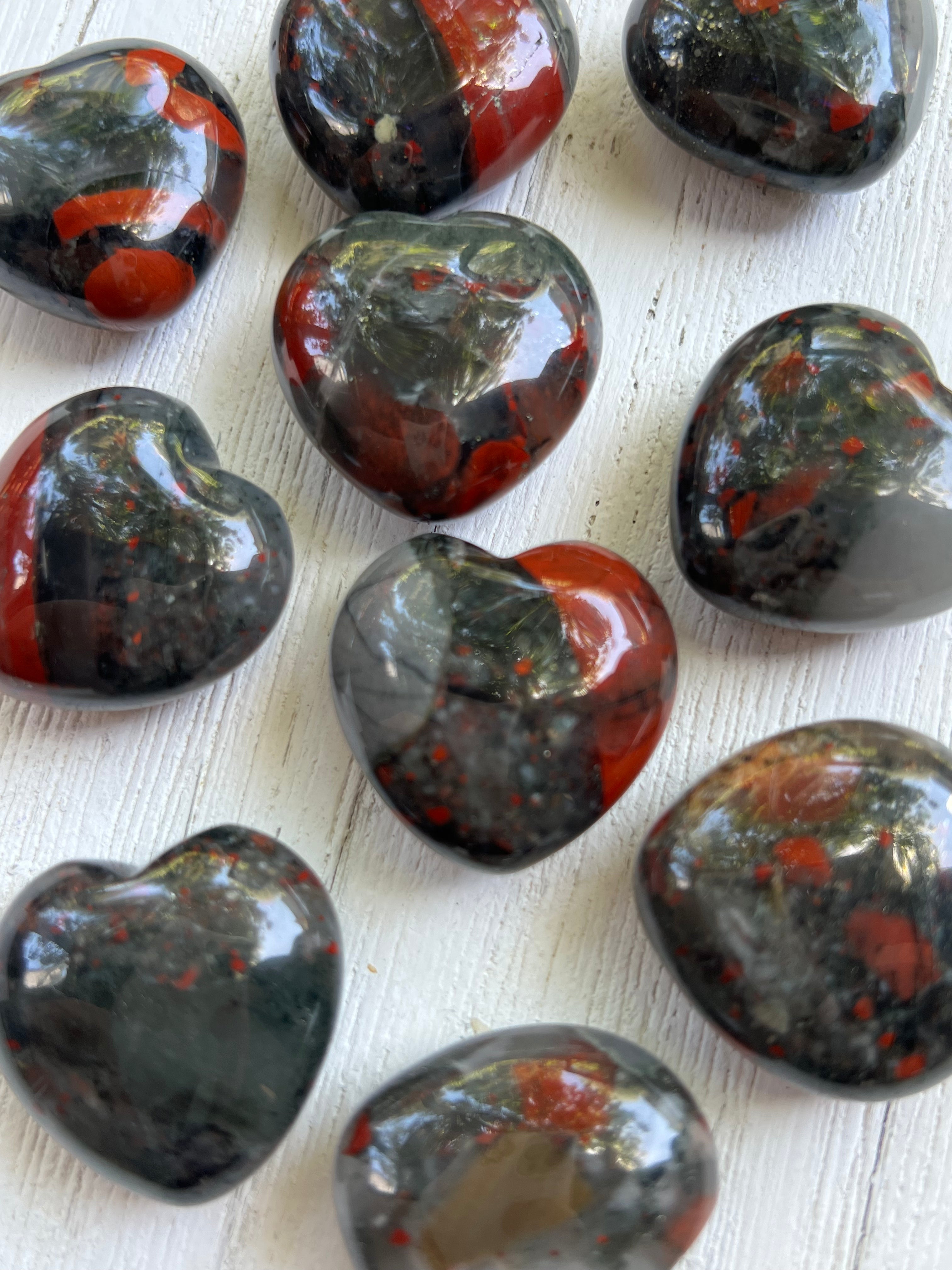 African Bloodstone Pocket Size Heart