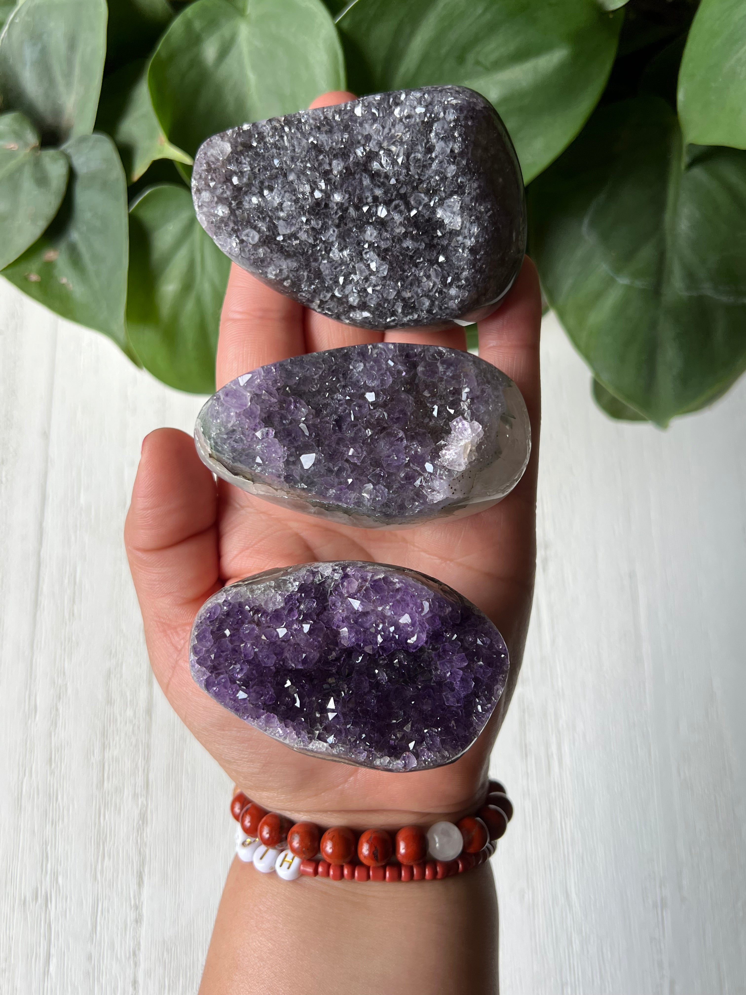 Amethyst Druzy Palm Stones (Uruguay)