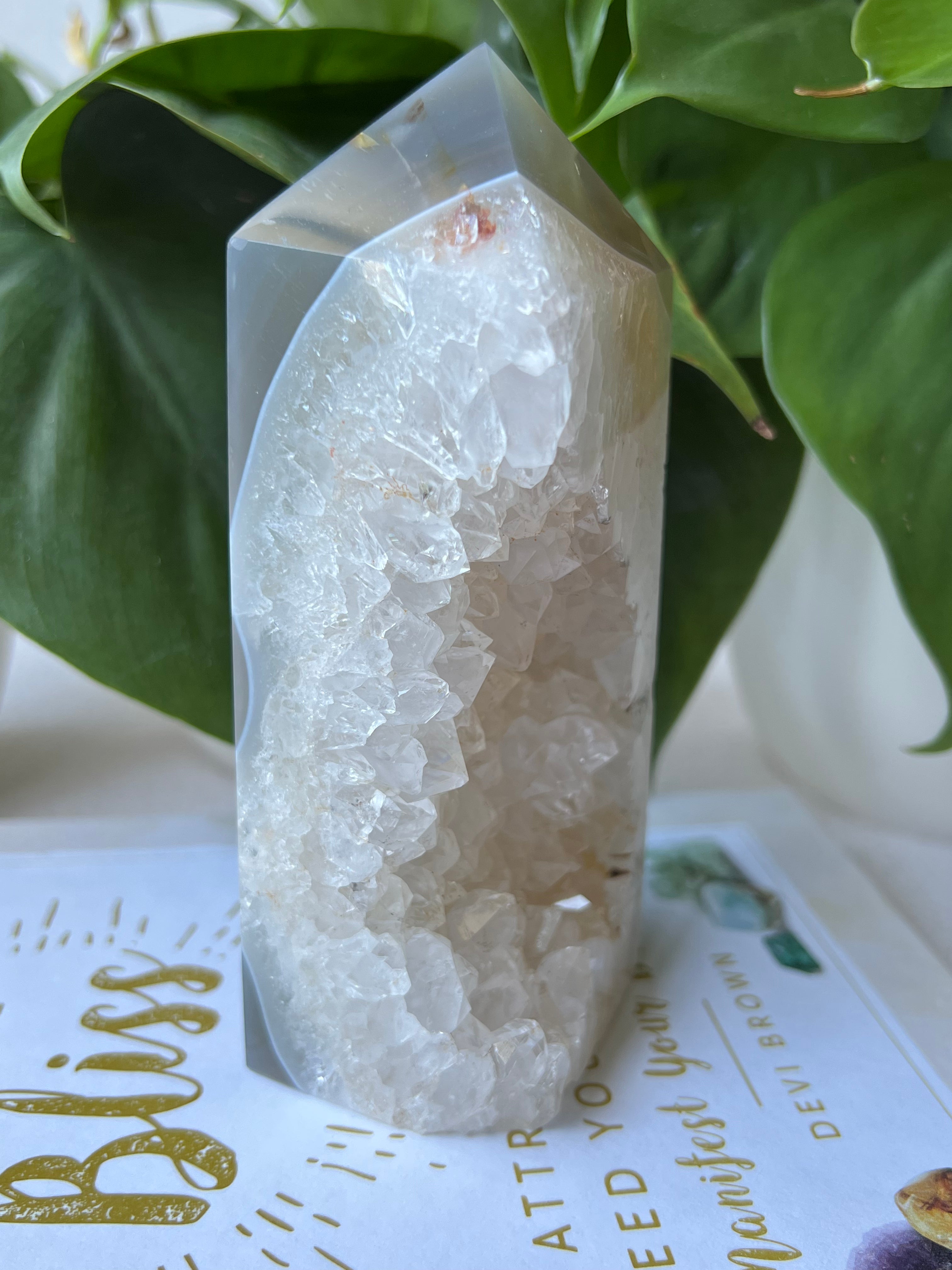 Druzy Agate Tower with Quartz