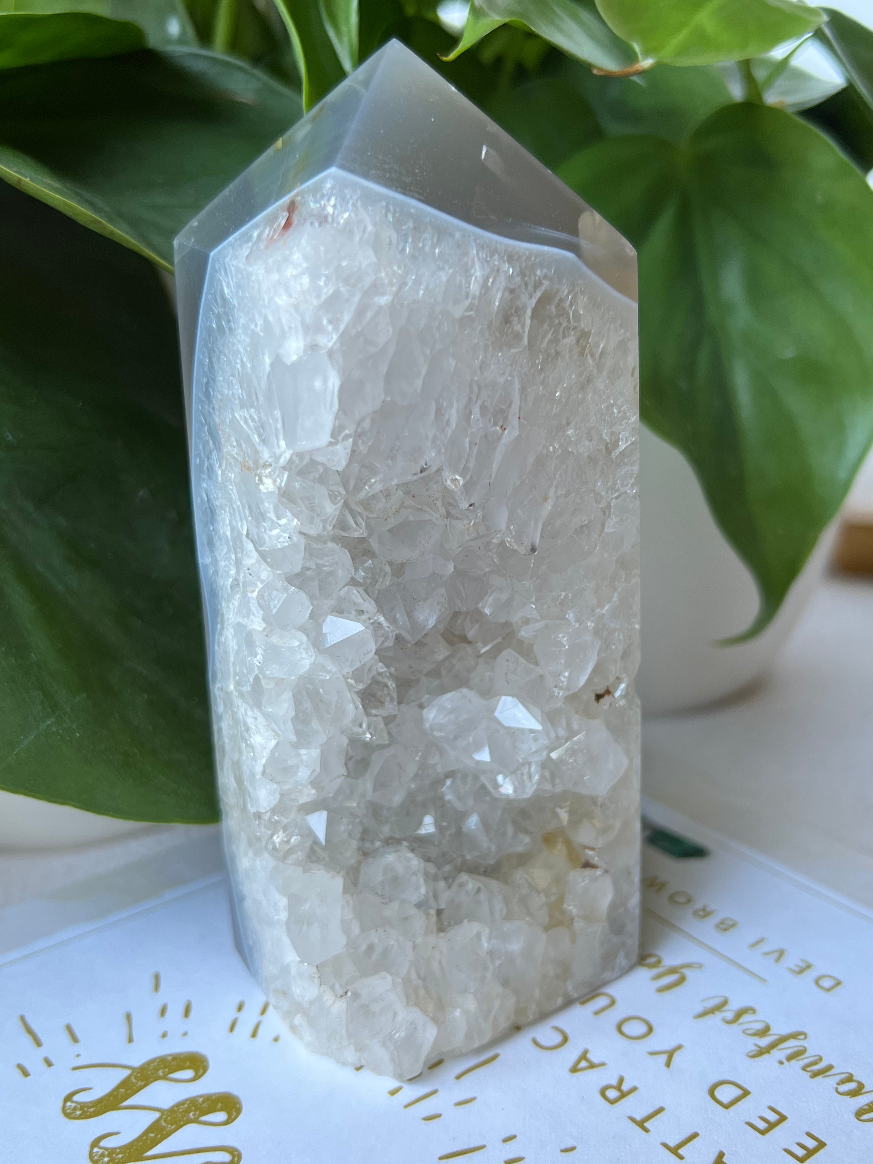 Druzy Agate Tower with Quartz