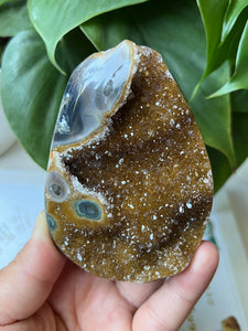 Yellow Amethyst Druzy Palm Stone