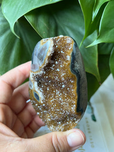 Yellow Amethyst Druzy Palm Stone