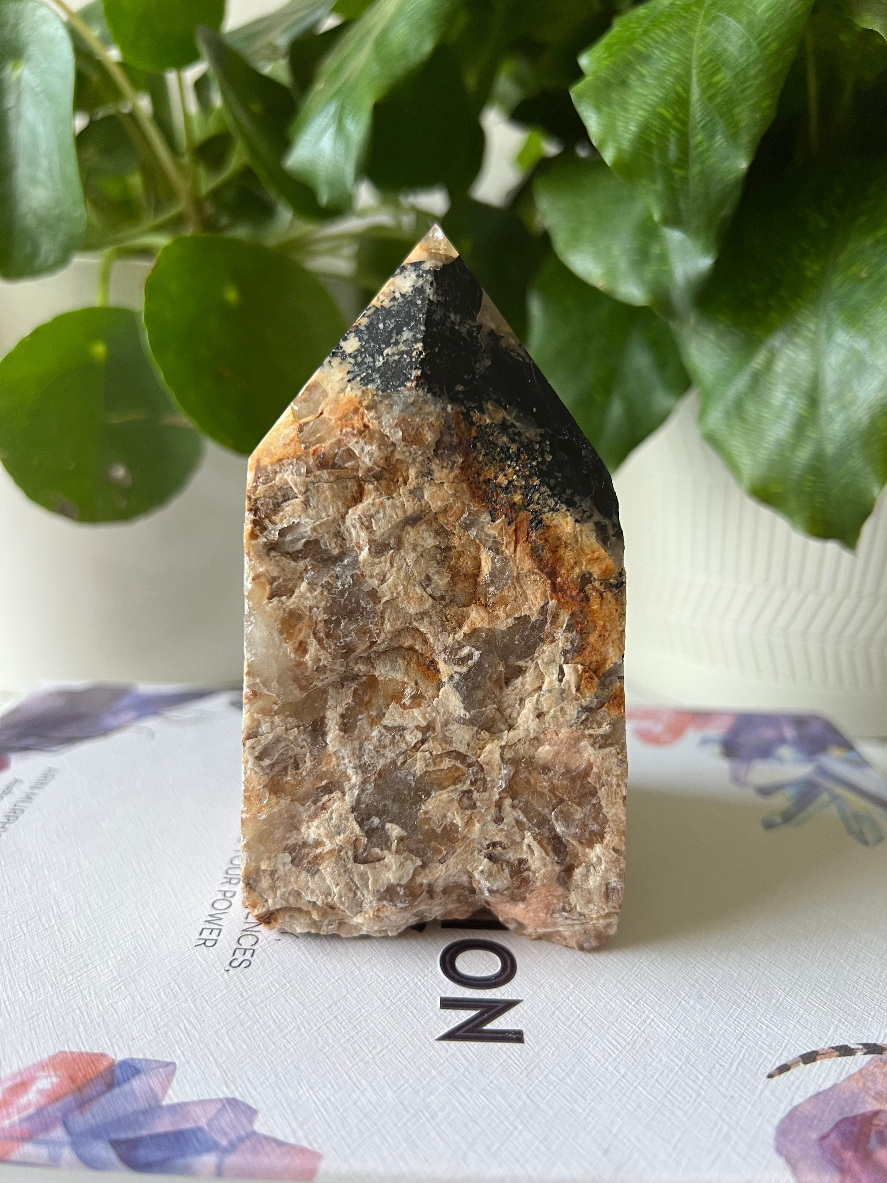 Feldspar with Black Tourmaline Polished Point