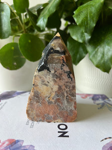 Feldspar with Black Tourmaline Polished Point