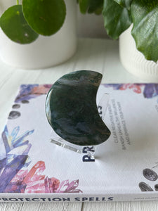 Moss Agate Crescent Moon