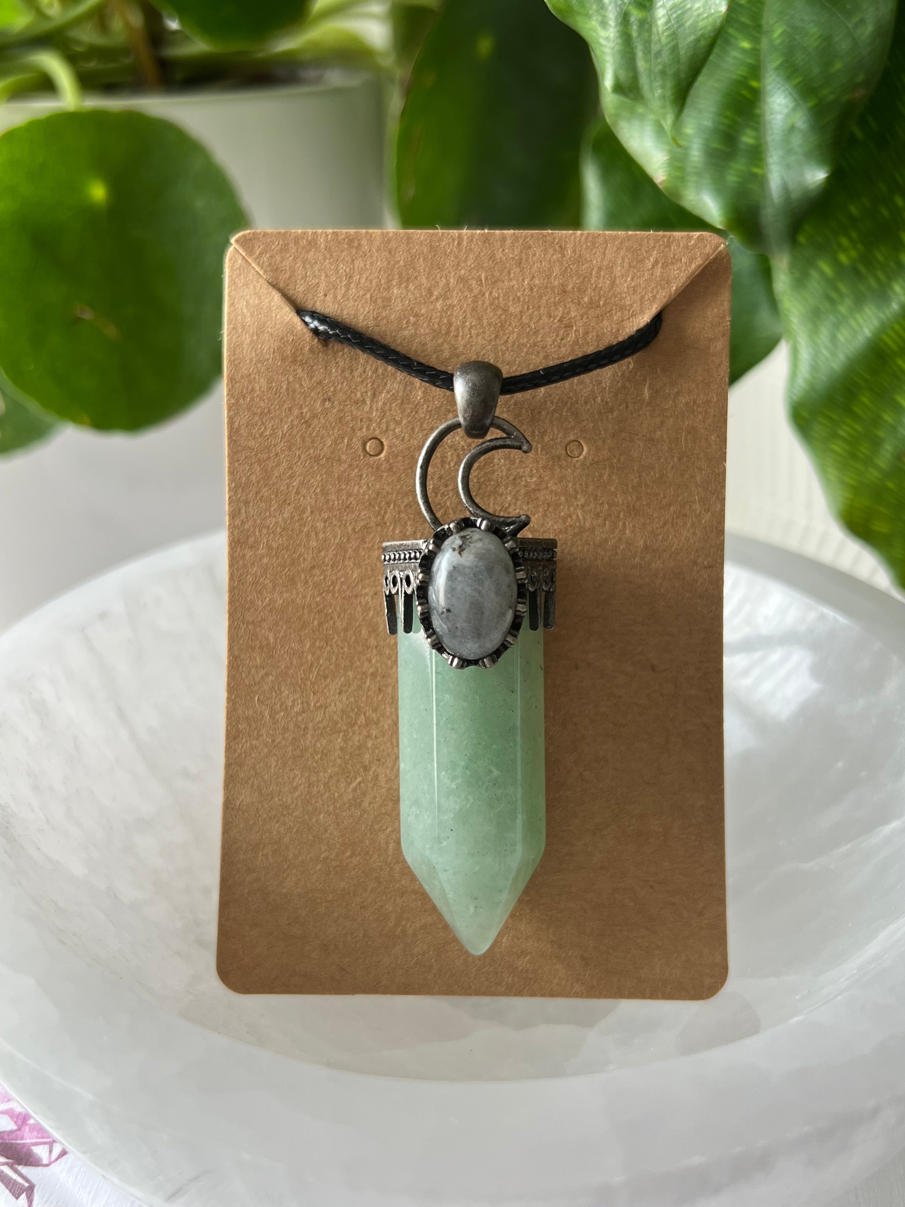 Green Aventurine with Labradorite Pendant