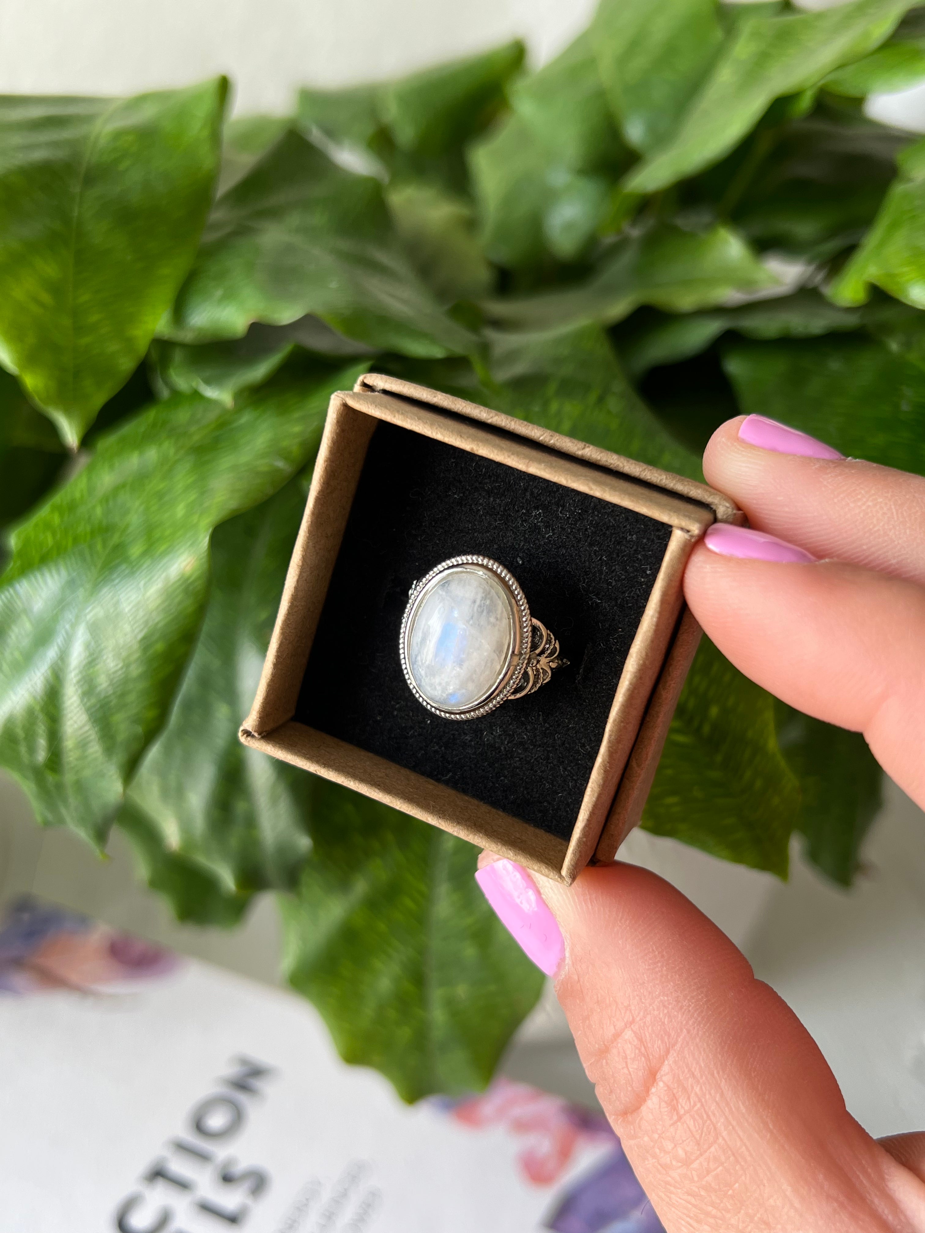 Rainbow Moonstone Ring