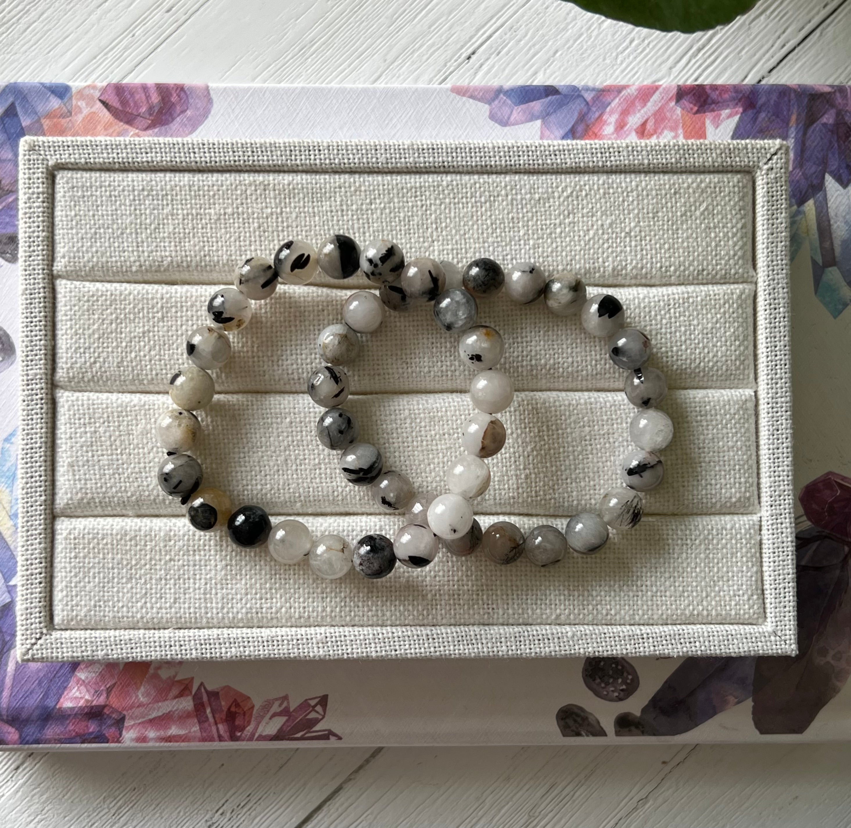 Black Tourmaline with Clear Quartz Bracelet