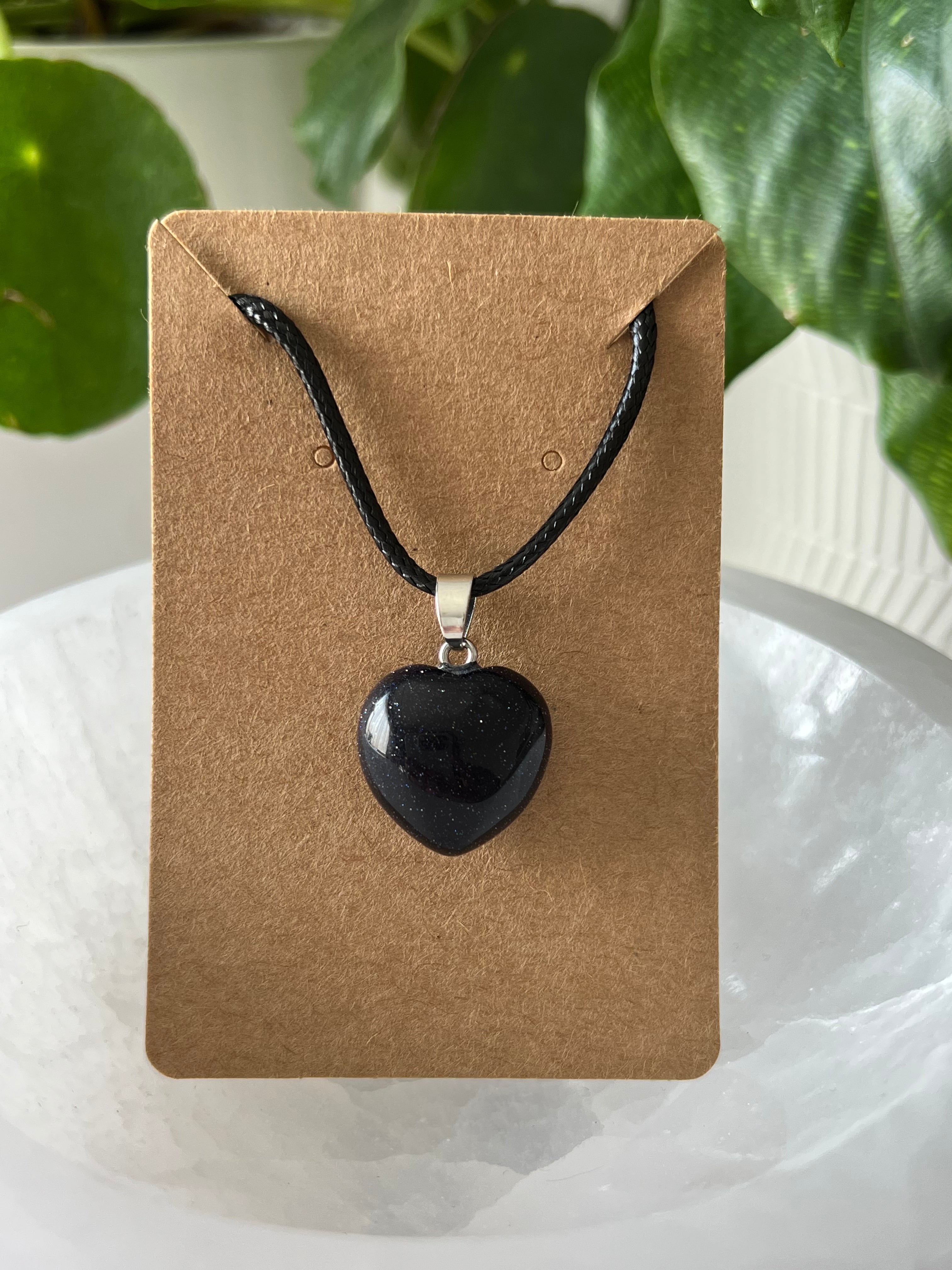 Blue Goldstone Heart Pendant