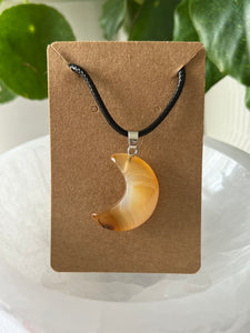 Yellow Agate Crescent Moon Pendant